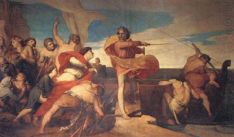 Alfred Inciting the Saxons to Encounter the Danes at Sea, Georeg frederic watts,O.M.S,R.A.
